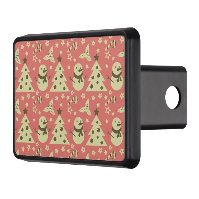 Retro Christmas trees holly berry star candy cane  Trailer Hitch Cover (Left)