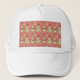 Retro Christmas trees holly berry star candy cane Trucker Hat