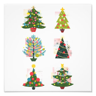 Retro Christmas Trees Photo Print