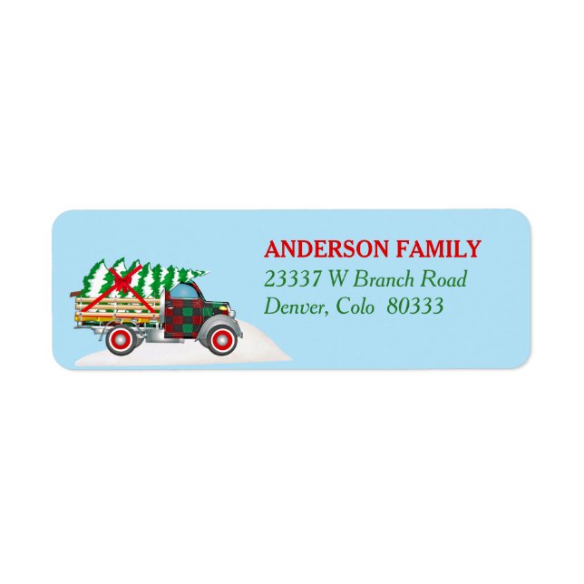 Retro Christmas Truck Adresse de retour (Devant)