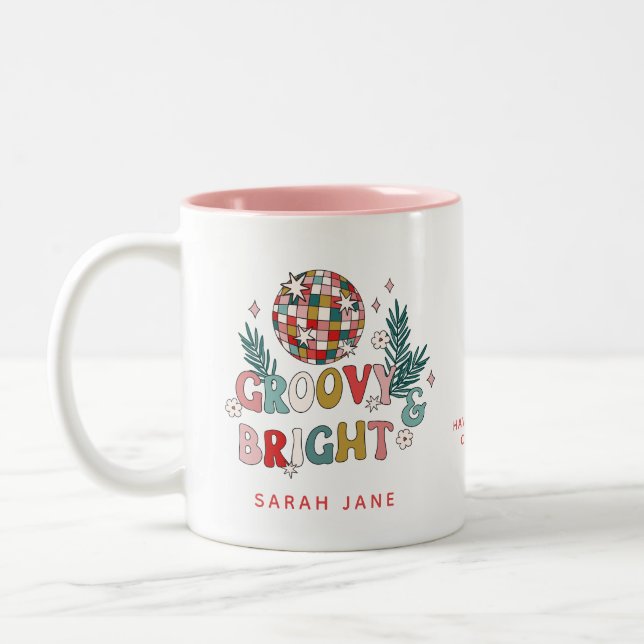 Retro Christmas Two-Tone Coffee Mug (Left)