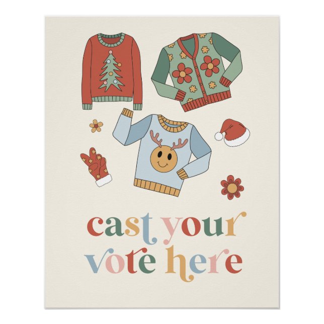 Retro Christmas Ugly Sweater Contest Vote Sign (Front)