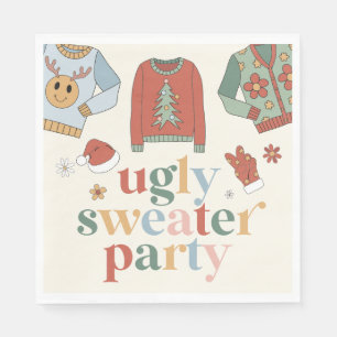 Retro Christmas Ugly Sweater Party Invitation Napkin
