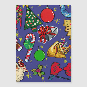 Retro Christmas Vintage Colourful Blue Red Green