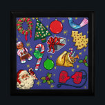 Retro Christmas Vintage Colourful Blue Red Green Gift Box<br><div class="desc">A collection of Christmas things! This image is a vintage Christmas with wonderful colourful graphics.</div>