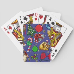 Retro Christmas Vintage Colourful Blue Red Green Playing Cards