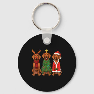 Retro Christmas Vizsla Santa Reindeer Dog Lover  Keychain