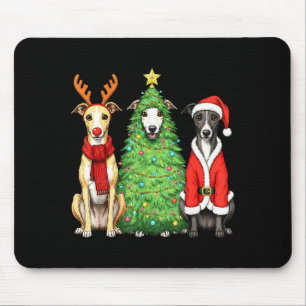 Retro Christmas Whippet Santa Reindeer Dog Lover  Mouse Pad