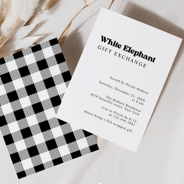 Retro Christmas White Elephant Gift Exchange Invitation (Creator Uploaded)