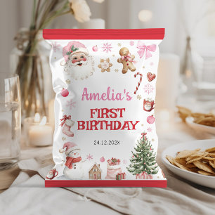 Retro Christmas Winter Birthday Chip Bag Wrapper