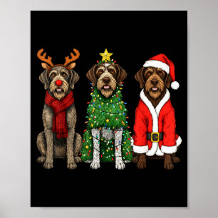 Retro Christmas Wirehaired Inting Griffon Santa Re Poster