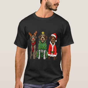 Retro Christmas Wirehaired Inting Griffon Santa Re T-Shirt