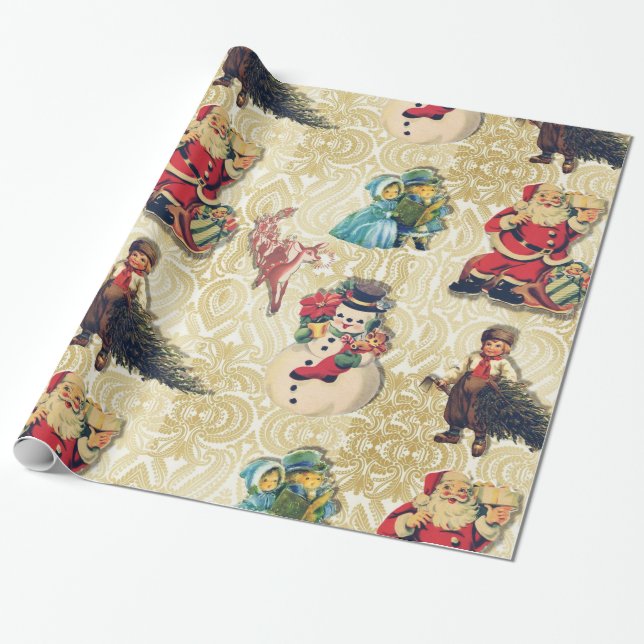 Retro Christmas Wrapping Paper (Unrolled)
