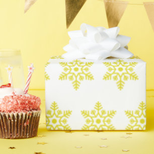 Retro Christmas Yellow Snow Flakes Vintage  Wrapping Paper