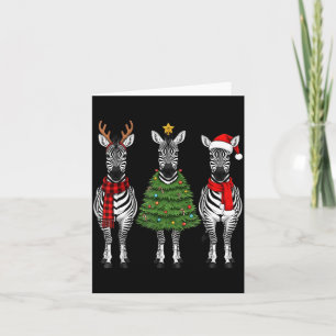 Retro Christmas Zebra Santa Reindeer Safari Animal Card