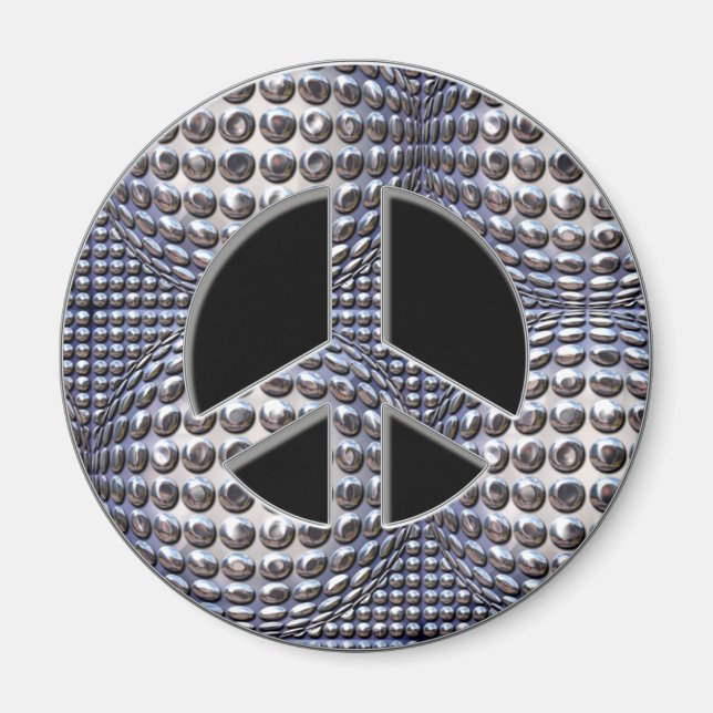 RETRO CHROME PEACE SIGN MAGNET (Front)