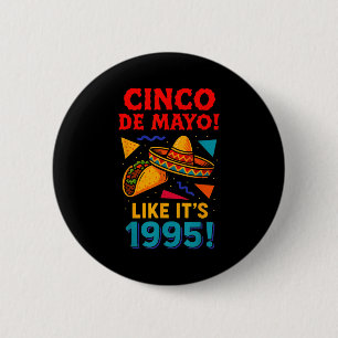 Retro cinco de mayo mexican party  2 inch round button