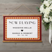 Retro Cinema Theater Marquee Sign Red Wedding