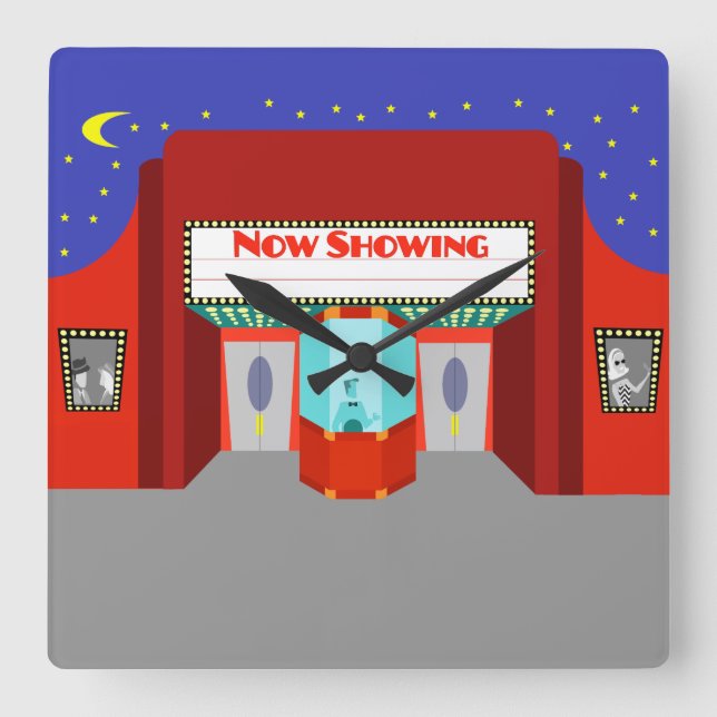 Rétro cinéma Théâtre Acrylique Mur Horloge (Recto)