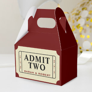 Retro Cinema Theatre Admit Two Ticket Wedding Favor Box