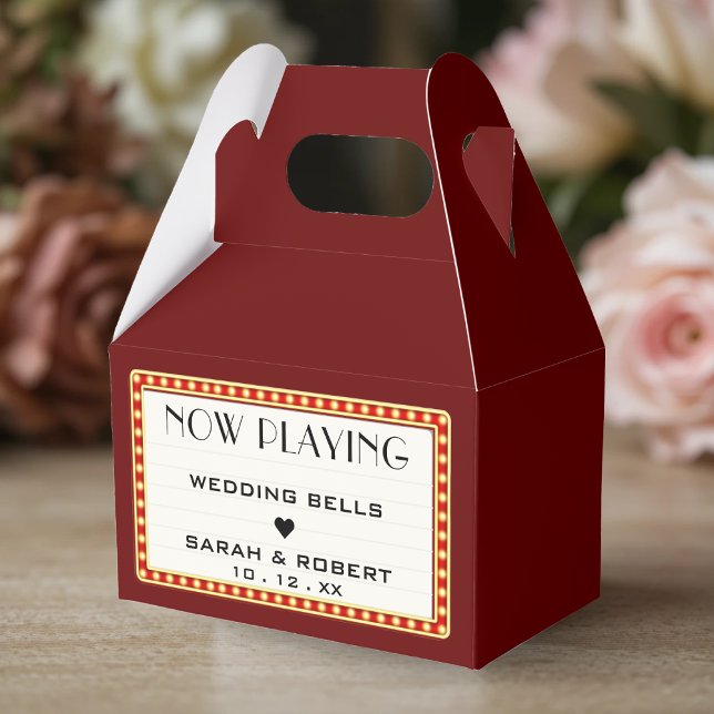 Retro Cinema Theatre Marquee Sign Red Wedding Favor Box (Retro Cinema Theater Marquee Sign Red Wedding Favor Boxes
)