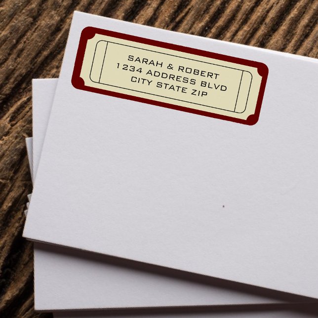 Retro Cinema Theatre Ticket Stub Wedding Address (Retro Cinema Theater Ticket Stub Wedding Address Label
)