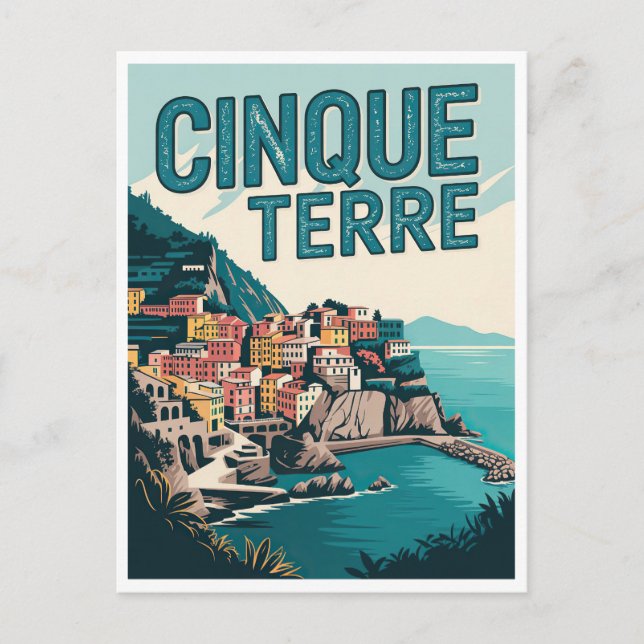 Retro Cinque Terre Hike Design Gift Postcard (Front)