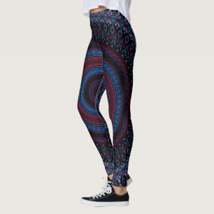 Retro Circle Geometric Mandala Trippy Hippie Boho  Leggings