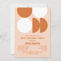 Retro Circle Geometric Orange Pattern Birthday
