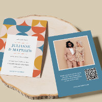Retro Circle Scallop Mid Century QR CODE PHOTO