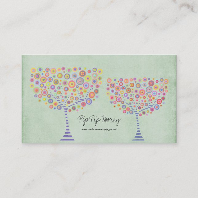 Retro Circle Trees Personal Business Profile Card (Front)