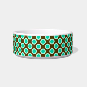Retro circled dots, brown and turquoise bowl