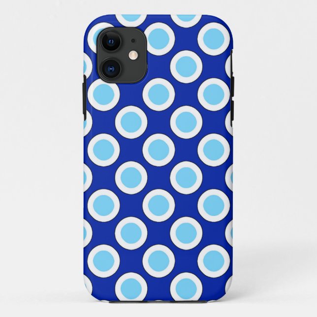 Retro circled dots, cobalt blue and white Case-Mate iPhone case (Back)