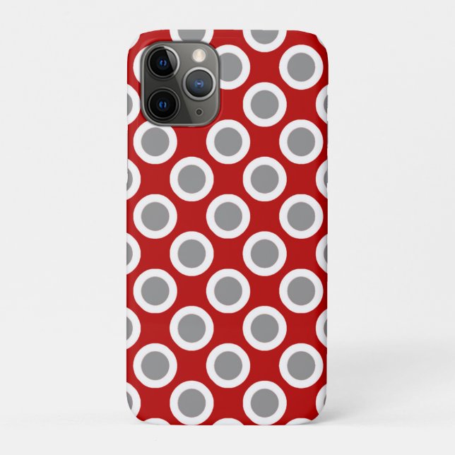 Retro circled dots, deep red and grey Case-Mate iPhone case (Back)