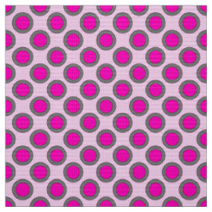 Retro circled dots, fuchsia, grey and pink fabric
