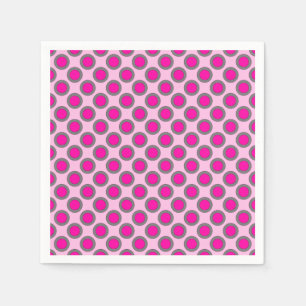 Retro circled dots, fuchsia, grey and pink napkin
