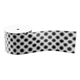 Retro Circled Dots, Grey, Black and White Grosgrain Ribbon