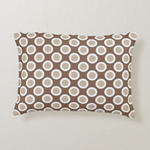 Retro circled dots, shades of taupe tan decorative pillow
