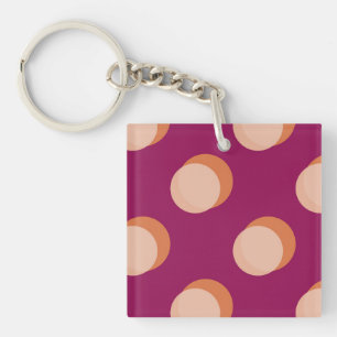 Retro Circles and Shadows Bold Pattern Purple Keychain