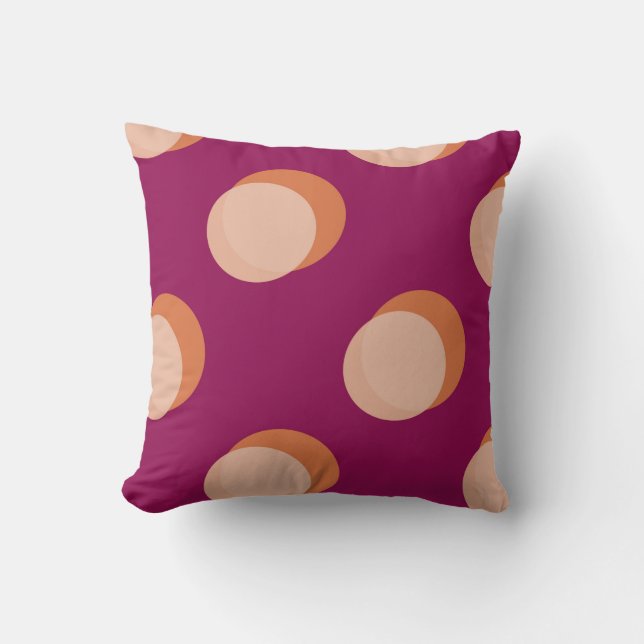 Retro Circles and Shadows Bold Pattern Purple Throw Pillow (Front)