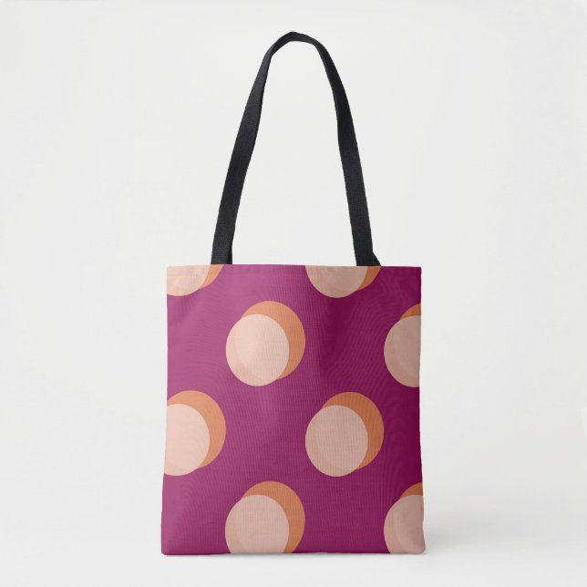 Retro Circles and Shadows Bold Pattern Purple Tote Bag (Front)