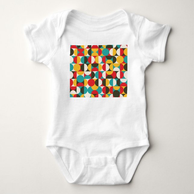 Retro Circles: Colourful Hipster Pattern. Baby Bodysuit (Front)