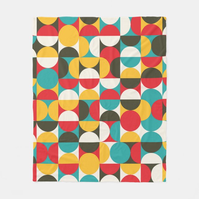 Retro Circles: Colourful Hipster Pattern. Fleece Blanket (Front)