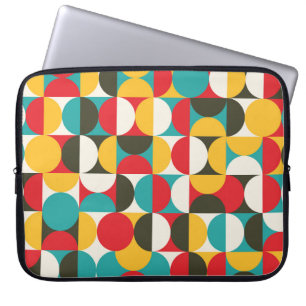 Retro Circles: Colourful Hipster Pattern. Laptop Sleeve