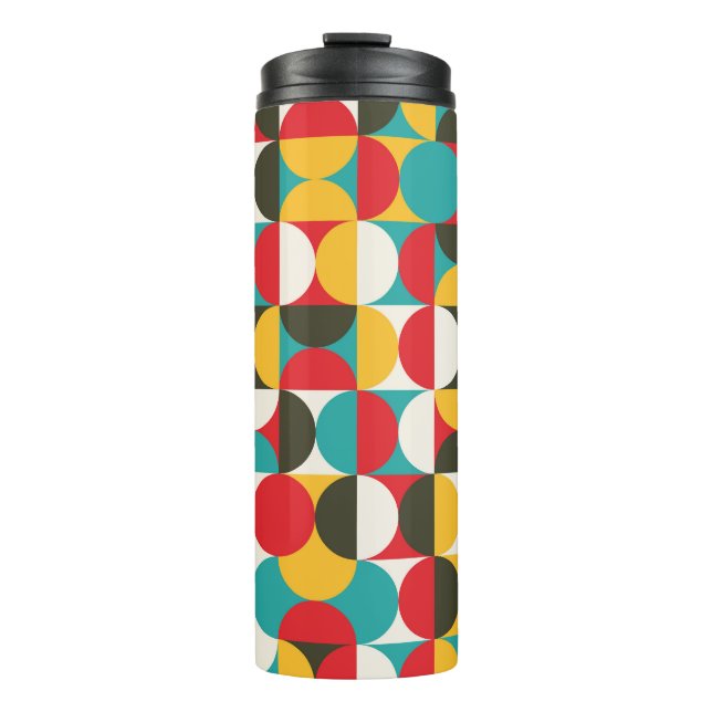 Retro Circles: Colourful Hipster Pattern. Thermal Tumbler (Front)