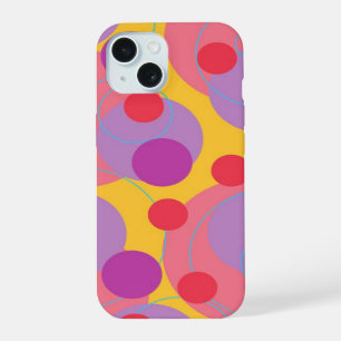 Retro Circles Dots Blackberry Purple Funky Groovy iPhone 15 Case