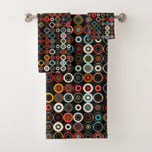 Retro Circles Geometric Bath Towel Set