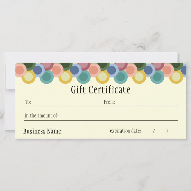 Retro Circles Gift Certificate (Front)