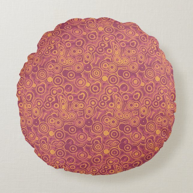 Retro Circles Grunge Pattern Round Pillow (Front)
