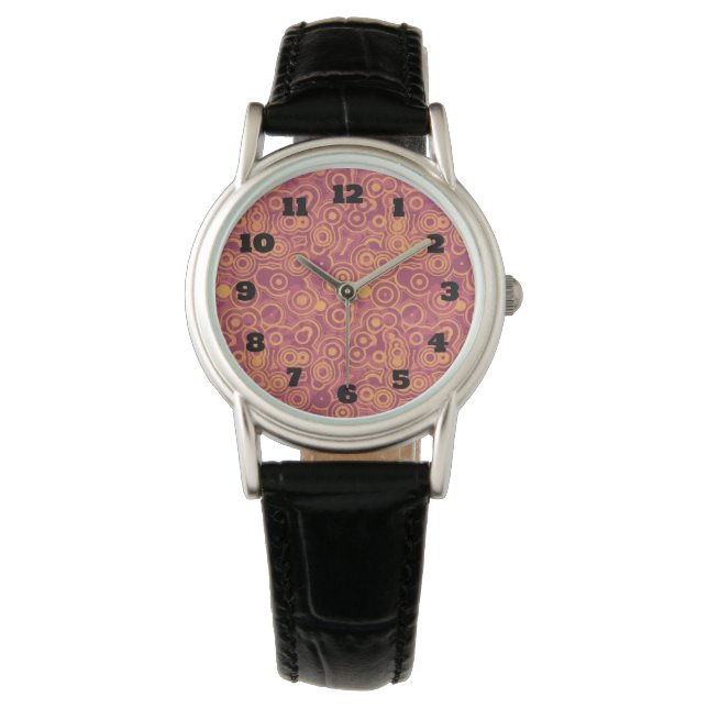 Retro Circles Grunge Pattern Watch (Front)